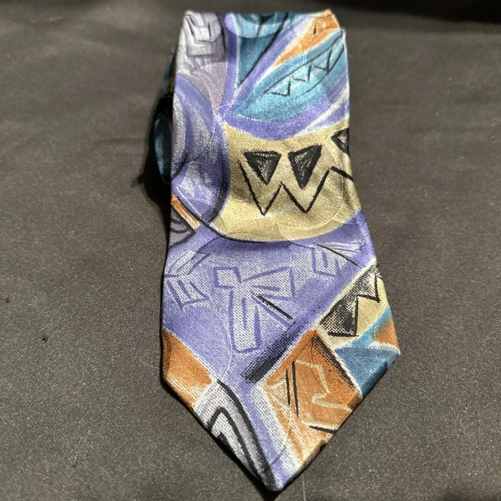 LDM MEN'S 100% SILK TIE‎ LONG NECKTIE ART DECO WILD HAND MADE ITALY 61